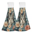 thumbnail image 1 of Yayeee Kitchen Hanging Hand Towels Set of 2 with Loop Bathroom Absorbent Tie Towel, Flowers Cat, 1 of 7