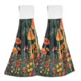thumbnail image 1 of Yayeee Kitchen Hanging Hand Towels Set of 2 with Loop Bathroom Absorbent Tie Towel, Forest Mushroom, 1 of 7