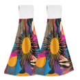 thumbnail image 1 of Yayeee Kitchen Hanging Hand Towels Set of 2 with Loop Bathroom Absorbent Tie Towel, Futuristic Circles, 1 of 7