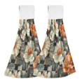 thumbnail image 1 of Yayeee Kitchen Hanging Hand Towels Set of 2 with Loop Bathroom Absorbent Tie Towel, Gray Floral Pattern, 1 of 7
