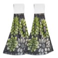 thumbnail image 1 of Yayeee Kitchen Hanging Hand Towels Set of 2 with Loop Bathroom Absorbent Tie Towel, Gray Floral, 1 of 7
