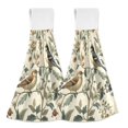 thumbnail image 1 of Yayeee Kitchen Hanging Hand Towels Set of 2 with Loop Bathroom Absorbent Tie Towel, Green Birds, 1 of 7
