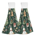 thumbnail image 1 of Yayeee Kitchen Hanging Hand Towels Set of 2 with Loop Bathroom Absorbent Tie Towel, Green Christmas Trees, 1 of 7