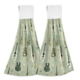 thumbnail image 1 of Yayeee Kitchen Hanging Hand Towels Set of 2 with Loop Bathroom Absorbent Tie Towel, Green Floral Guitar Pattern, 1 of 7