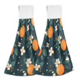 thumbnail image 1 of Yayeee Kitchen Hanging Hand Towels Set of 2 with Loop Bathroom Absorbent Tie Towel, Green Floral Oranges, 1 of 7