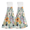 thumbnail image 1 of Yayeee Kitchen Hanging Hand Towels Set of 2 with Loop Bathroom Absorbent Tie Towel, Green Floral Pattern, 1 of 7