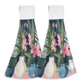 thumbnail image 1 of Yayeee Kitchen Hanging Hand Towels Set of 2 with Loop Bathroom Absorbent Tie Towel, Green Floral, 1 of 7