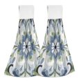 thumbnail image 1 of Yayeee Kitchen Hanging Hand Towels Set of 2 with Loop Bathroom Absorbent Tie Towel, Green Floral, 1 of 7