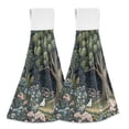 thumbnail image 1 of Yayeee Kitchen Hanging Hand Towels Set of 2 with Loop Bathroom Absorbent Tie Towel, Green Forest Scene, 1 of 7