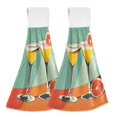 thumbnail image 1 of Yayeee Kitchen Hanging Hand Towels Set of 2 with Loop Bathroom Absorbent Tie Towel, Green Glasses, 1 of 6