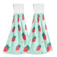 thumbnail image 1 of Yayeee Kitchen Hanging Hand Towels Set of 2 with Loop Bathroom Absorbent Tie Towel, Green Strawberry, 1 of 7
