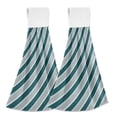 thumbnail image 1 of Yayeee Kitchen Hanging Hand Towels Set of 2 with Loop Bathroom Absorbent Tie Towel, Green Stripes Pattern, 1 of 7