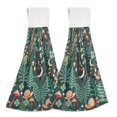 thumbnail image 1 of Yayeee Kitchen Hanging Hand Towels Set of 2 with Loop Bathroom Absorbent Tie Towel, Green Vibrant Forest Pattern, 1 of 7
