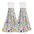 thumbnail image 1 of Yayeee Kitchen Hanging Hand Towels Set of 2 with Loop Bathroom Absorbent Tie Towel, Green Wildflower Pattern, 1 of 7