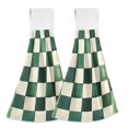 thumbnail image 1 of Yayeee Kitchen Hanging Hand Towels Set of 2 with Loop Bathroom Absorbent Tie Towel, Green and White Plaid Pattern, 1 of 7