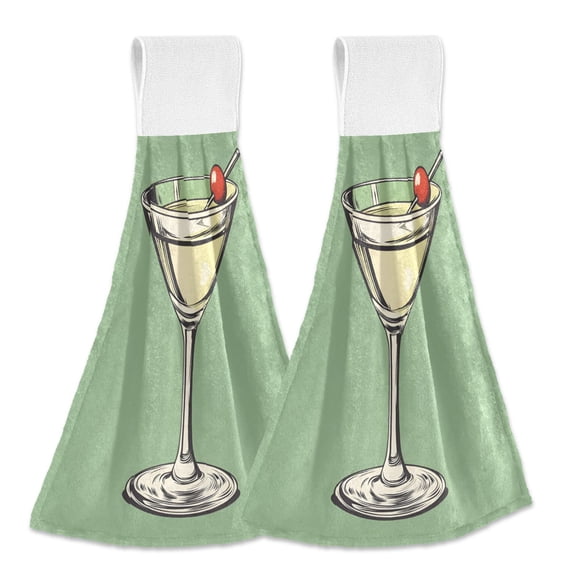 Yayeee Kitchen Hanging Hand Towels Set of 2 with Loop Bathroom Absorbent Tie Towel, Lemon Juice