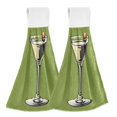 thumbnail image 1 of Yayeee Kitchen Hanging Hand Towels Set of 2 with Loop Bathroom Absorbent Tie Towel, Light Black Martini, 1 of 6