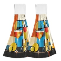 Yayeee Kitchen Hanging Hand Towels Set of 2 with Loop Bathroom Absorbent Tie Towel, Modern Cocktails