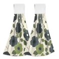 thumbnail image 1 of Yayeee Kitchen Hanging Hand Towels Set of 2 with Loop Bathroom Absorbent Tie Towel, Navy Flower, 1 of 7