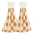 thumbnail image 1 of Yayeee Kitchen Hanging Hand Towels Set of 2 with Loop Bathroom Absorbent Tie Towel, Orange Checkered Pattern, 1 of 7