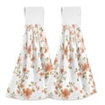 thumbnail image 1 of Yayeee Kitchen Hanging Hand Towels Set of 2 with Loop Bathroom Absorbent Tie Towel, Orange Floral Blooms, 1 of 7