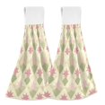 thumbnail image 1 of Yayeee Kitchen Hanging Hand Towels Set of 2 with Loop Bathroom Absorbent Tie Towel, Pastel Green Geometric, 1 of 7