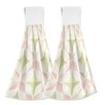 thumbnail image 1 of Yayeee Kitchen Hanging Hand Towels Set of 2 with Loop Bathroom Absorbent Tie Towel, Pastel Pink Geometric, 1 of 7