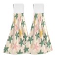 thumbnail image 1 of Yayeee Kitchen Hanging Hand Towels Set of 2 with Loop Bathroom Absorbent Tie Towel, Pastel Pink Stars, 1 of 7