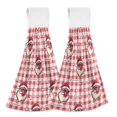 thumbnail image 1 of Yayeee Kitchen Hanging Hand Towels Set of 2 with Loop Bathroom Absorbent Tie Towel, Pink Christmas Santa Pattern, 1 of 7