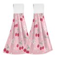 thumbnail image 1 of Yayeee Kitchen Hanging Hand Towels Set of 2 with Loop Bathroom Absorbent Tie Towel, Pink Cute Cherry Pattern, 1 of 7
