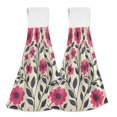 thumbnail image 1 of Yayeee Kitchen Hanging Hand Towels Set of 2 with Loop Bathroom Absorbent Tie Towel, Pink Flowers, 1 of 7