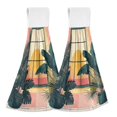 thumbnail image 1 of Yayeee Kitchen Hanging Hand Towels Set of 2 with Loop Bathroom Absorbent Tie Towel, Pink Sunset, 1 of 7