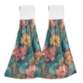 thumbnail image 1 of Yayeee Kitchen Hanging Hand Towels Set of 2 with Loop Bathroom Absorbent Tie Towel, Pink Water Lilies Pattern, 1 of 7