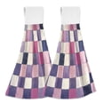 thumbnail image 1 of Yayeee Kitchen Hanging Hand Towels Set of 2 with Loop Bathroom Absorbent Tie Towel, Pink and Purple Plaid Pattern, 1 of 7