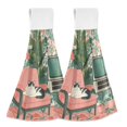 thumbnail image 1 of Yayeee Kitchen Hanging Hand Towels Set of 2 with Loop Bathroom Absorbent Tie Towel, Pink and White Cat, 1 of 7