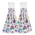 thumbnail image 1 of Yayeee Kitchen Hanging Hand Towels Set of 2 with Loop Bathroom Absorbent Tie Towel, Purple Doodle Pattern, 1 of 7
