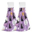 thumbnail image 1 of Yayeee Kitchen Hanging Hand Towels Set of 2 with Loop Bathroom Absorbent Tie Towel, Purple Halloween Pattern, 1 of 7