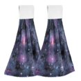 thumbnail image 1 of Yayeee Kitchen Hanging Hand Towels Set of 2 with Loop Bathroom Absorbent Tie Towel, Purple Sky Pattern, 1 of 7