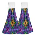 thumbnail image 1 of Yayeee Kitchen Hanging Hand Towels Set of 2 with Loop Bathroom Absorbent Tie Towel, Purple Stained Glass Pattern, 1 of 7