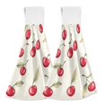 thumbnail image 1 of Yayeee Kitchen Hanging Hand Towels Set of 2 with Loop Bathroom Absorbent Tie Towel, Red Cherry, 1 of 7