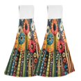 thumbnail image 1 of Yayeee Kitchen Hanging Hand Towels Set of 2 with Loop Bathroom Absorbent Tie Towel, Red Colorful Flowers with Dots, 1 of 7