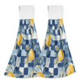 thumbnail image 1 of Yayeee Kitchen Hanging Hand Towels Set of 2 with Loop Bathroom Absorbent Tie Towel, Retro Plaid Lemon, 1 of 7