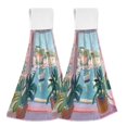 thumbnail image 1 of Yayeee Kitchen Hanging Hand Towels Set of 2 with Loop Bathroom Absorbent Tie Towel, Sea Boat, 1 of 7