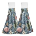 thumbnail image 1 of Yayeee Kitchen Hanging Hand Towels Set of 2 with Loop Bathroom Absorbent Tie Towel, Sea Plants Pattern, 1 of 7