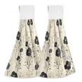 thumbnail image 1 of Yayeee Kitchen Hanging Hand Towels Set of 2 with Loop Bathroom Absorbent Tie Towel, Small Black Flowers, 1 of 7