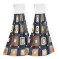 thumbnail image 1 of Yayeee Kitchen Hanging Hand Towels Set of 2 with Loop Bathroom Absorbent Tie Towel, Square Harmony, 1 of 7