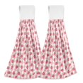 thumbnail image 1 of Yayeee Kitchen Hanging Hand Towels Set of 2 with Loop Bathroom Absorbent Tie Towel, Strawberry Plaid Pattern, 1 of 7