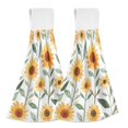 thumbnail image 1 of Yayeee Kitchen Hanging Hand Towels Set of 2 with Loop Bathroom Absorbent Tie Towel, Sunflowers and Leaves Pattern, 1 of 7