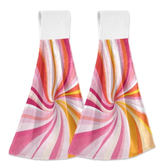 Yayeee Kitchen Hanging Hand Towels Set of 2 with Loop Bathroom Absorbent Tie Towel, Swirling Lines