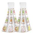 thumbnail image 1 of Yayeee Kitchen Hanging Hand Towels Set of 2 with Loop Bathroom Absorbent Tie Towel, Toasts Pattern, 1 of 7